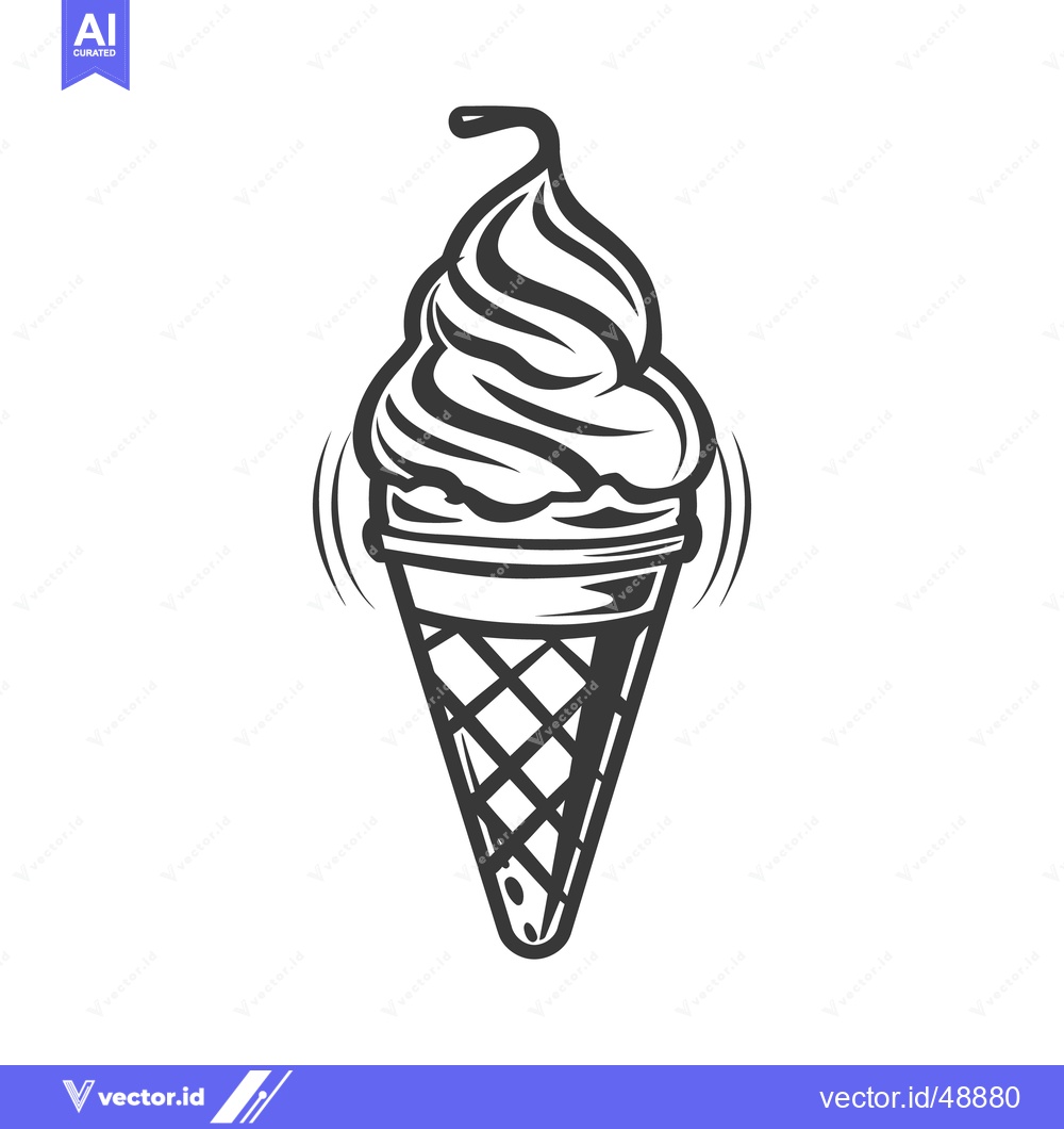 Premium Vector dari An artistic illustration depicting a delicious ice cream cone dessert