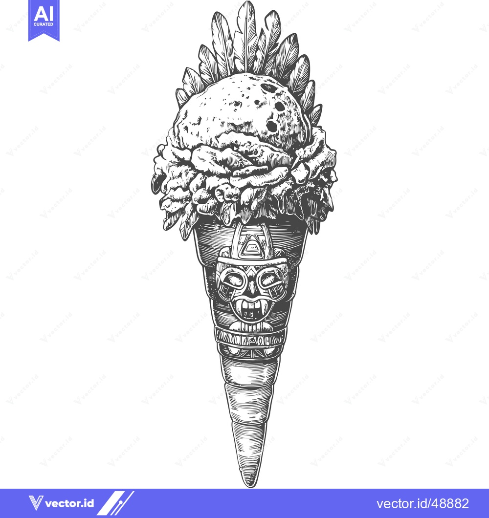 Premium Vector dari Ice Cream Cone with Mayan-Inspired Design