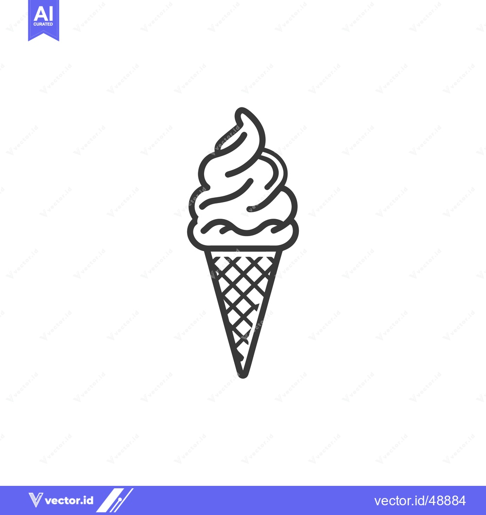 Premium Vector of Minimalist Ice Cream Cone Line Art Illustration on White Background