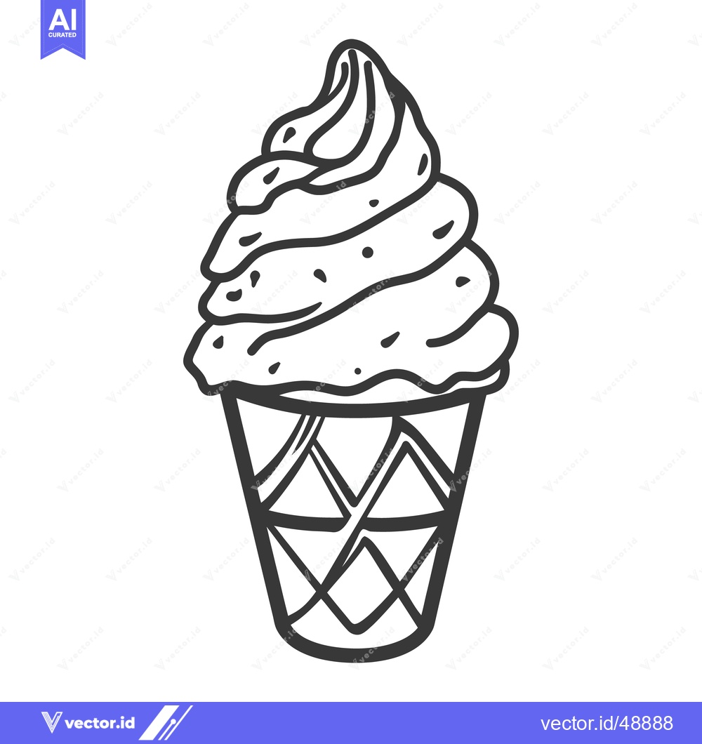 Premium Vector dari A delicious looking sketched ice cream cone swirl design