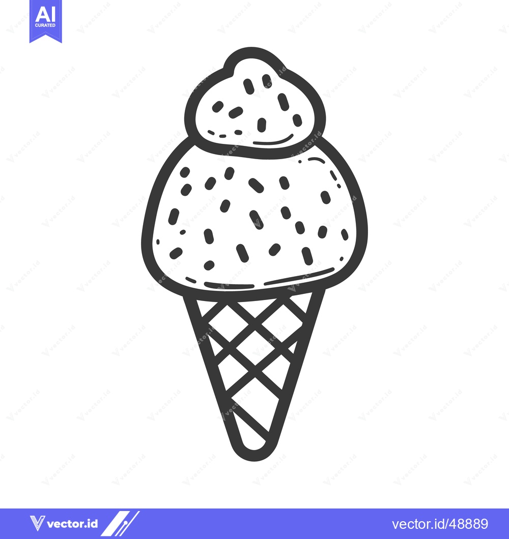 Premium Vector dari A simple hand drawn image of a delicious ice cream cone