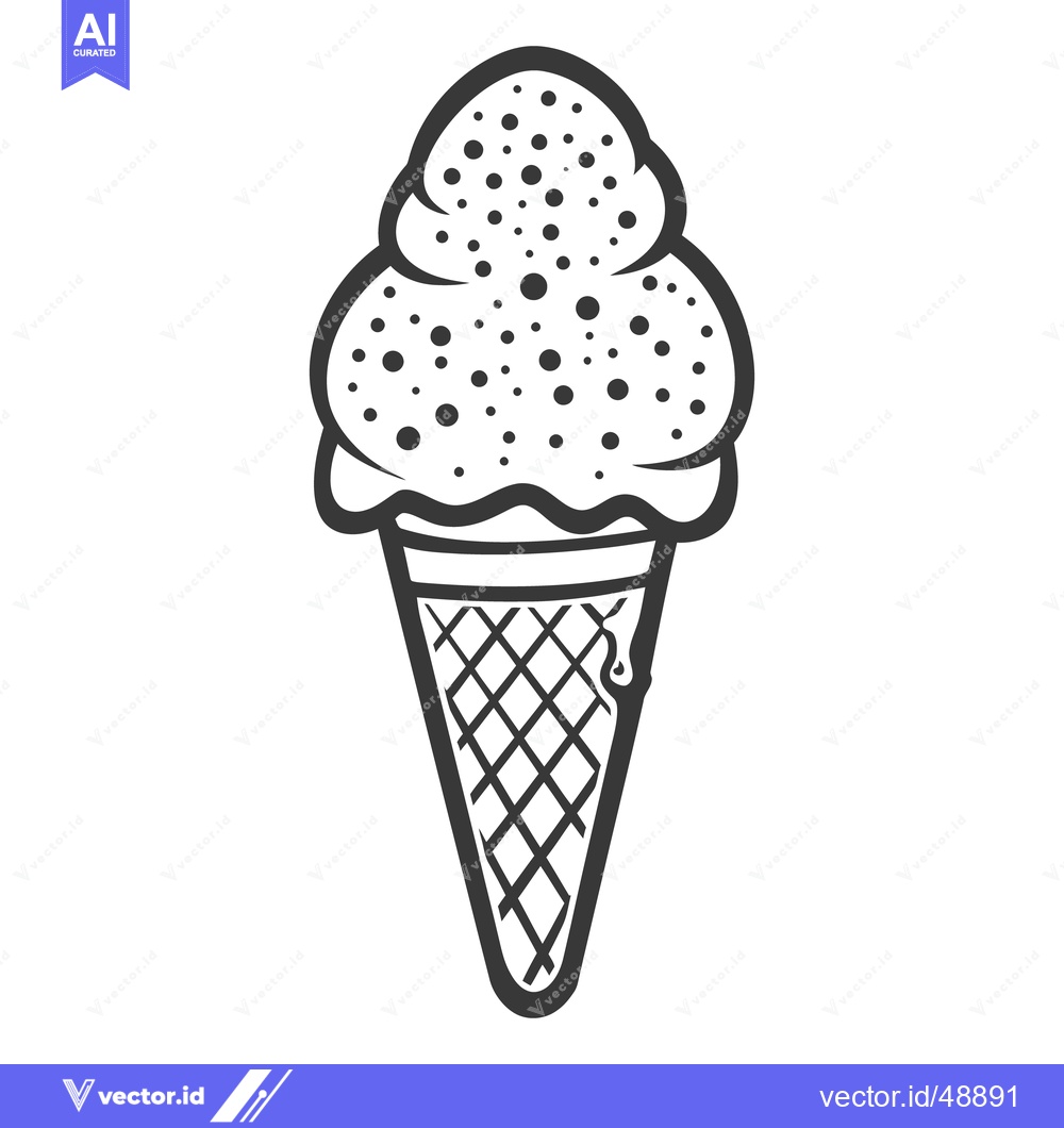 Premium Vector dari A sketched image of a delicious two scoop ice cream cone