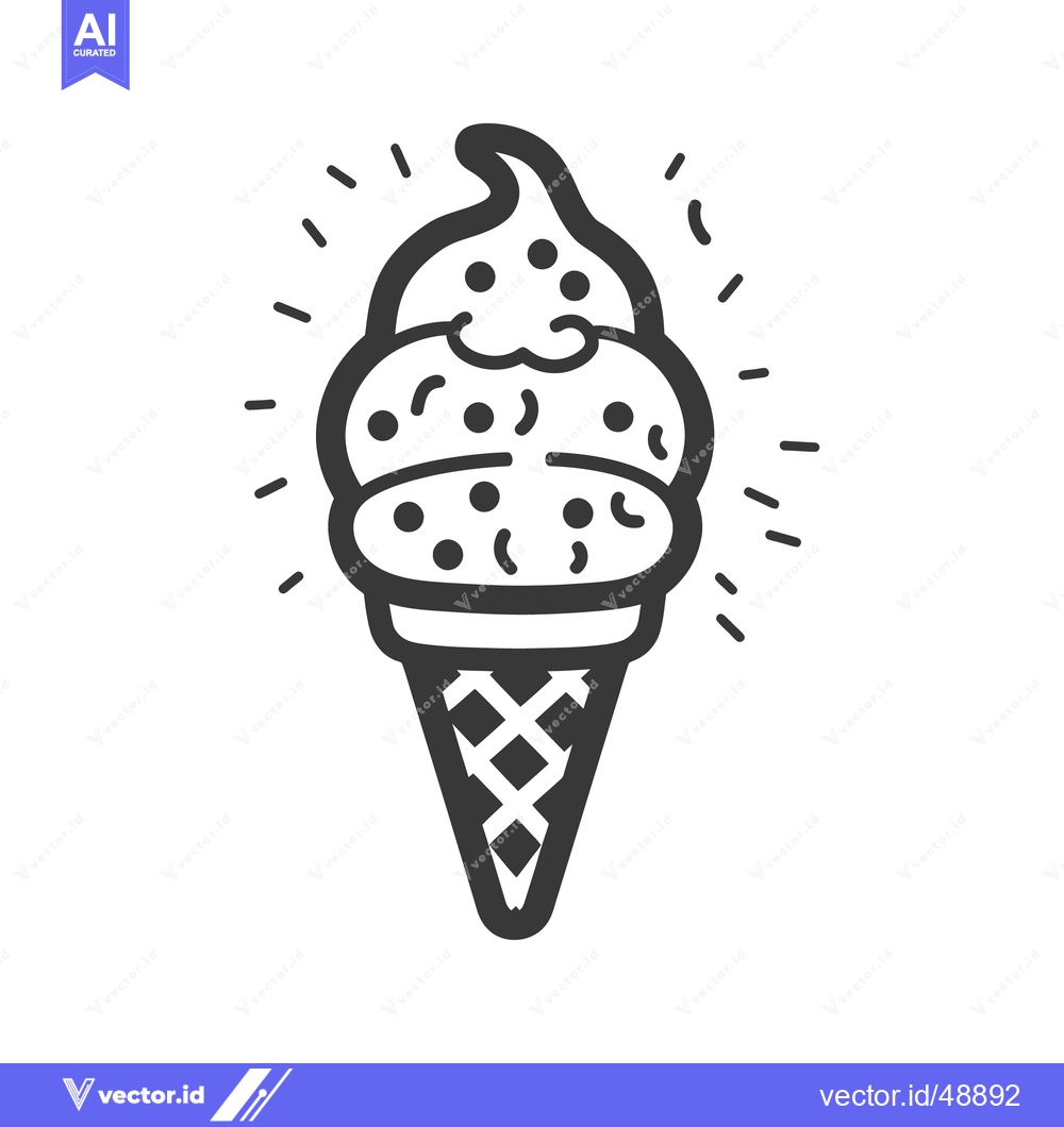 Premium Vector of Simple black and white illustration of a delicious ice cream cone