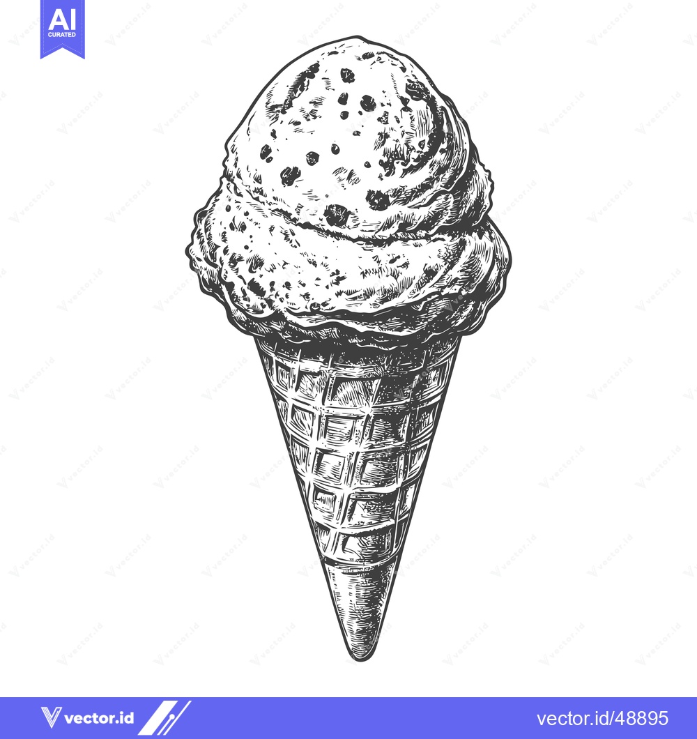 Premium Vector dari A Delicious Ice Cream Cone With Chocolate Chips