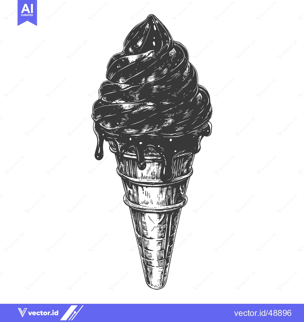 Premium Vector of Delicious Chocolate Ice Cream Cone Dripping Sweetness