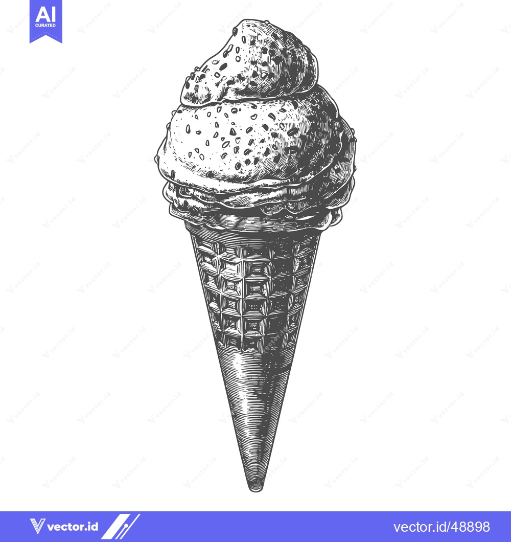Premium Vector of Delicious Ice Cream Cone with Chocolate Sprinkles