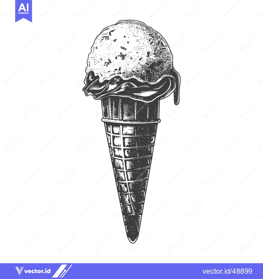 Premium Vector dari Melted Ice Cream Cone Delicious Summer Treat