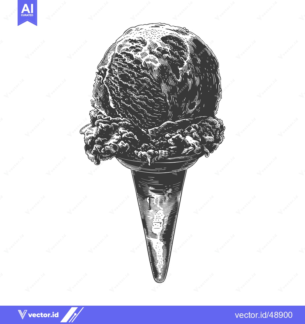Premium Vector of Delicious Ice Cream Scoop In A Waffle Cone