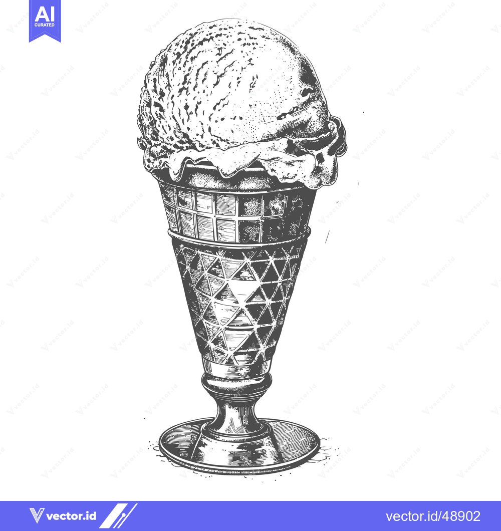 Premium Vector dari A Delicious Scoop Of Ice Cream In A Waffle Cone