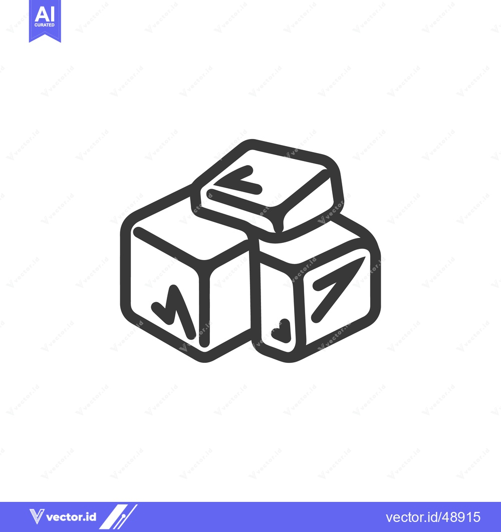 Premium Vector dari Three stacked cubes with outlined edges and abstract markings on them