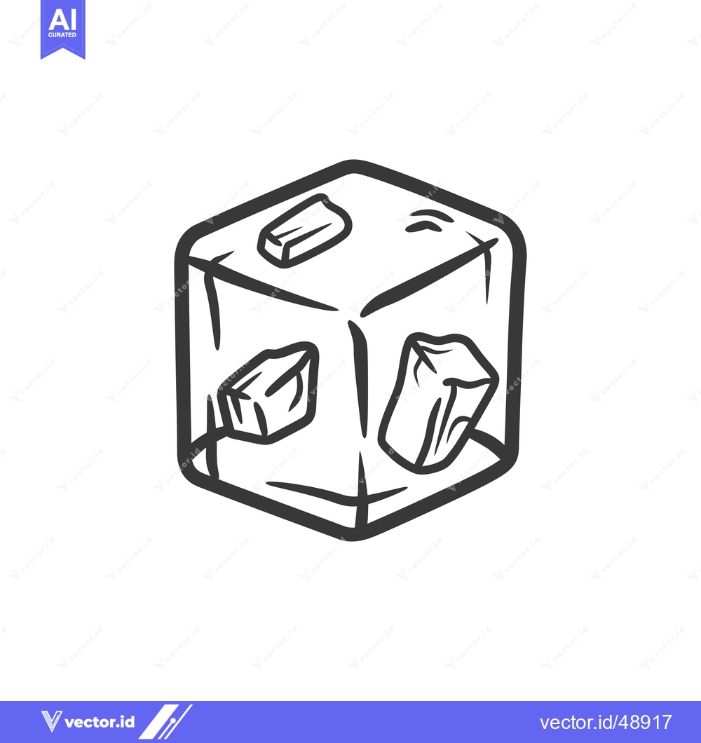 Premium Vector of A monochromatic illustration of a cube with ice inclusions
