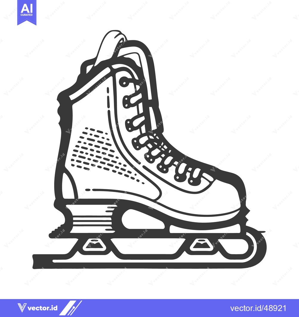 Premium Vector of A stylized black and white illustration of an ice skate