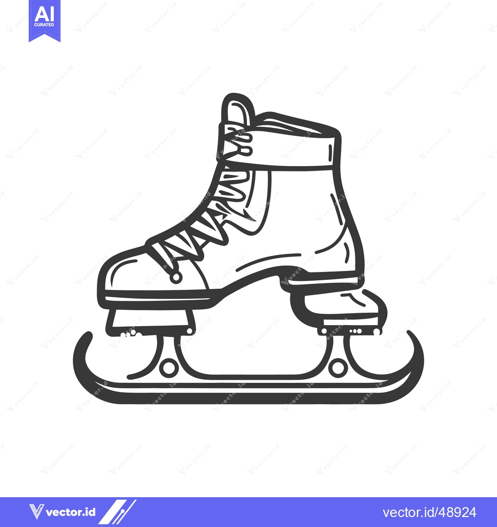 Premium Vector dari A black and white illustration shows a single ice skate design