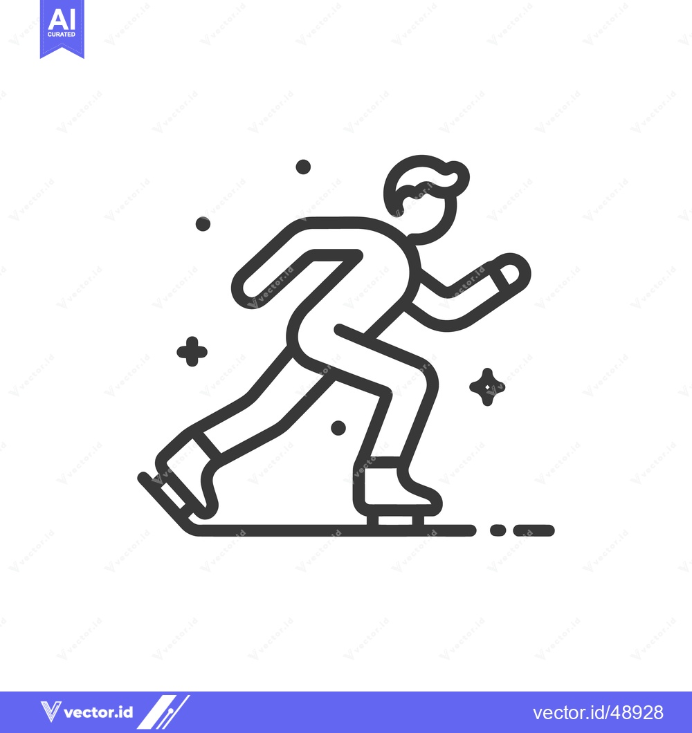 Premium Vector of Minimalist Icon of a Skater in Motion with Abstract Elements