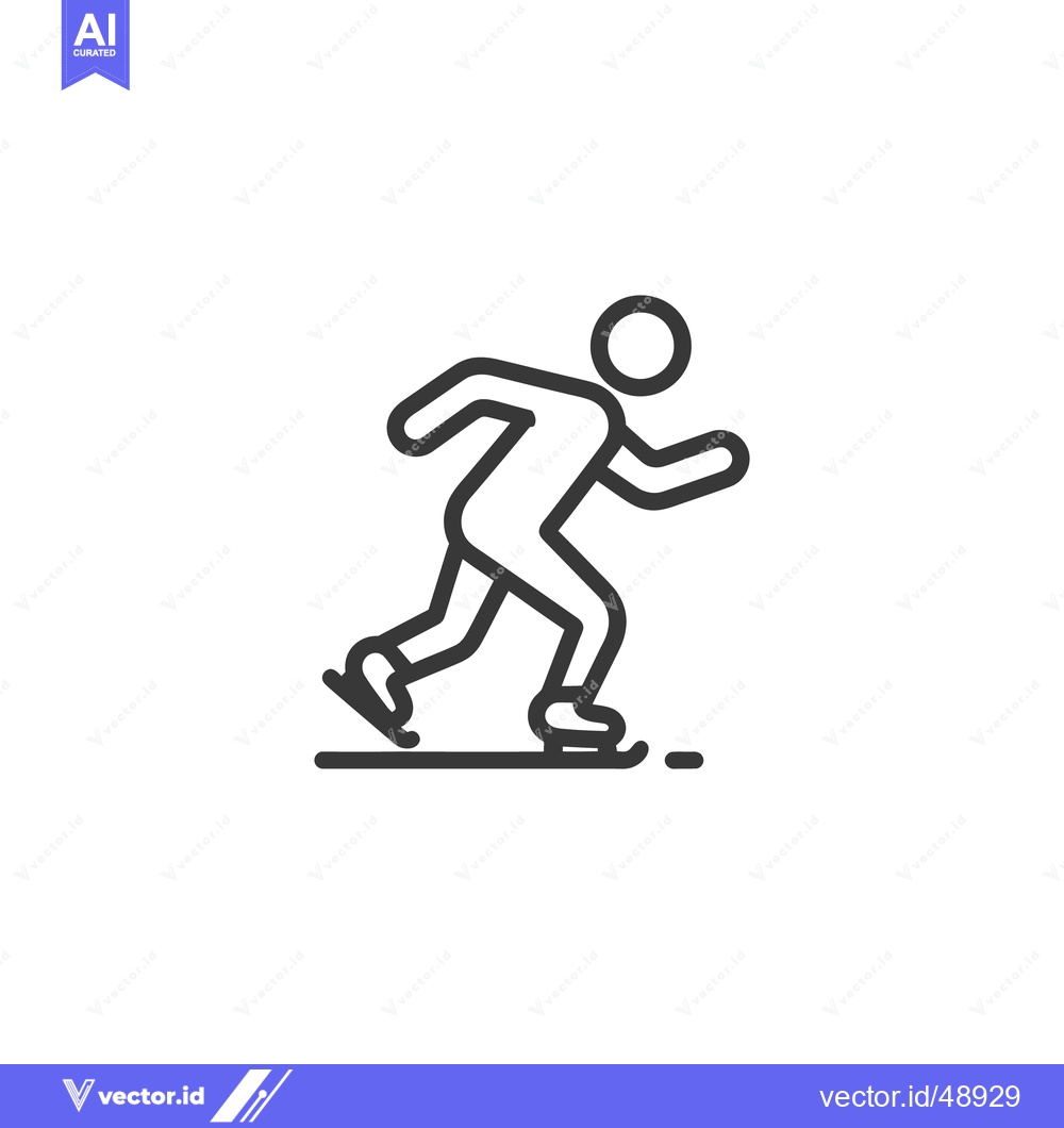 Premium Vector dari Minimalist Ice Skater Icon: Dynamic Motion on White Background
