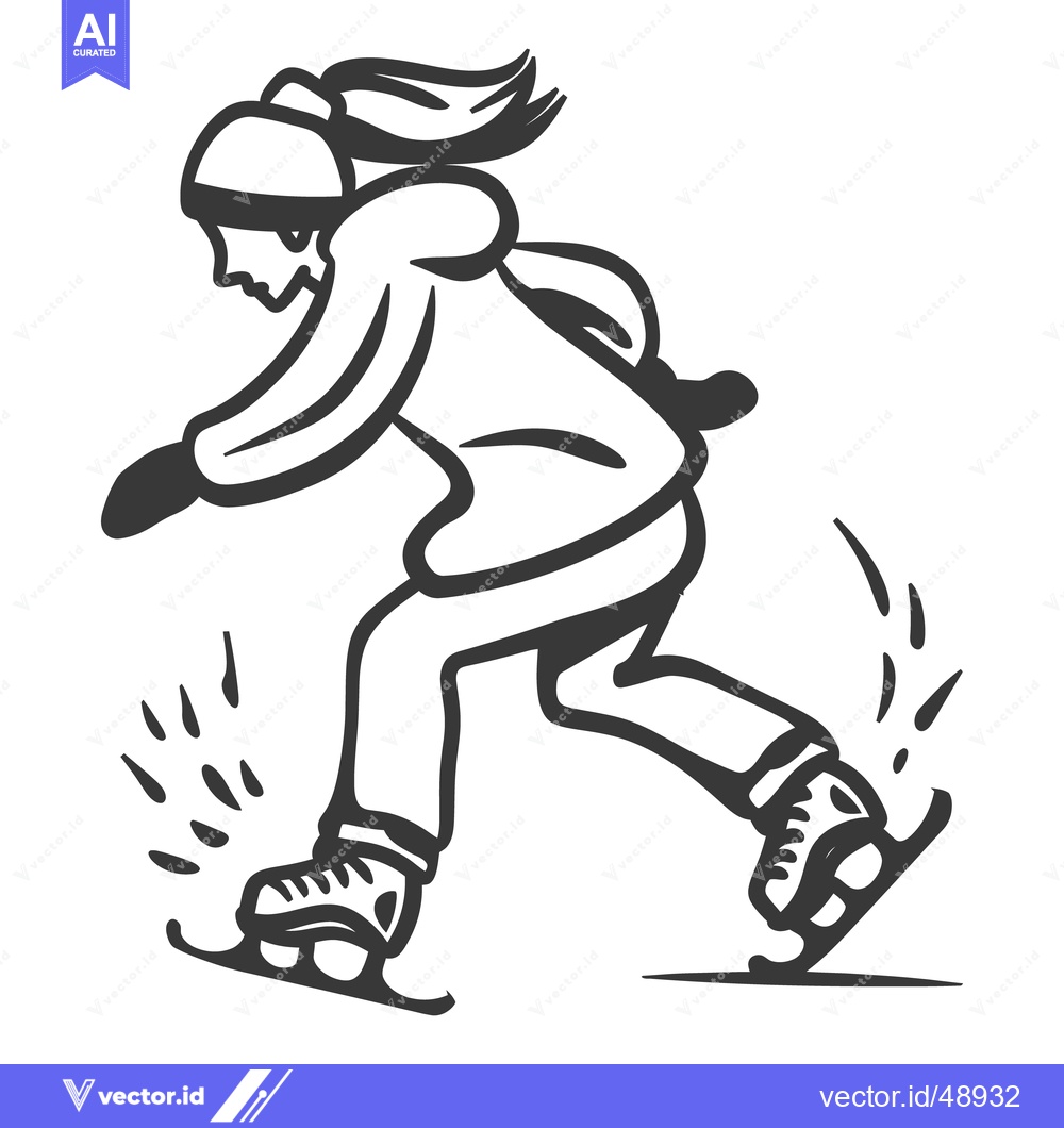 Premium Vector dari A person ice skating with a hat on in monochrome illustration