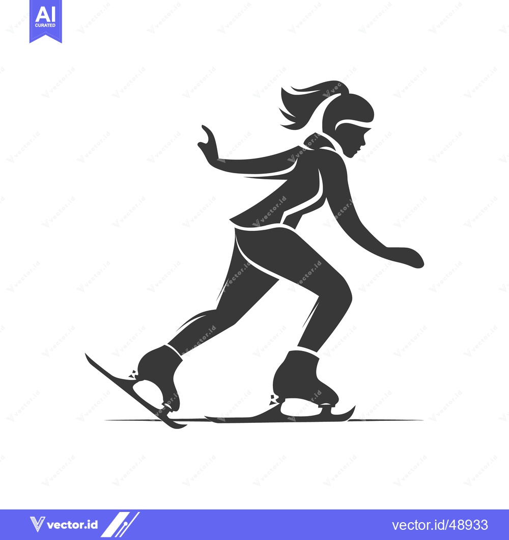 Premium Vector dari A silhouette of a woman ice skating with determination and speed
