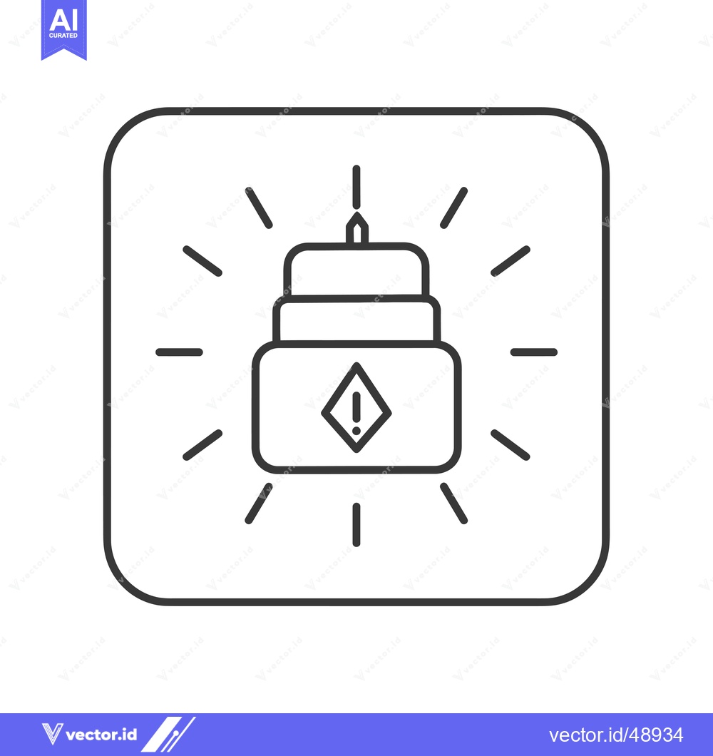 Premium Vector dari Icon depicting a lit candle with a warning sign inside a square
