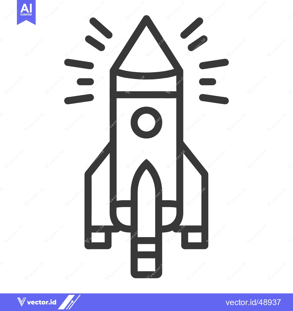 Premium Vector of A black and white simple illustration of a rocket ship ready