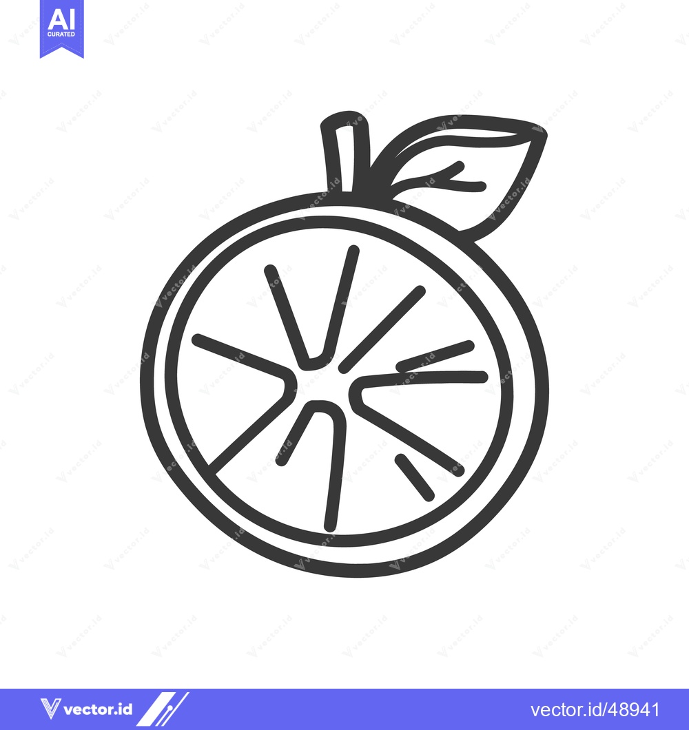 Premium Vector dari A stylized black and white illustration of a citrus fruit slice