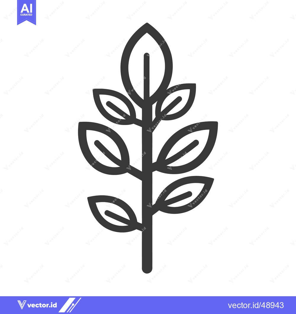 Premium Vector dari Simple Line Drawing Depicting a Plant with Several Leaves