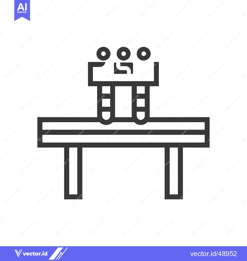 Premium Vector of Icon of three people standing on a platform with legs extending down