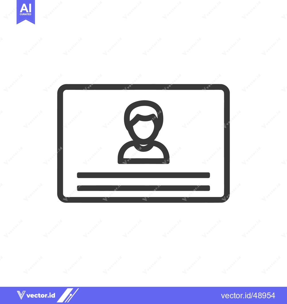 Premium Vector of Minimalist ID Card Icon: Person Profile, Rounded Edges, Clean Design
