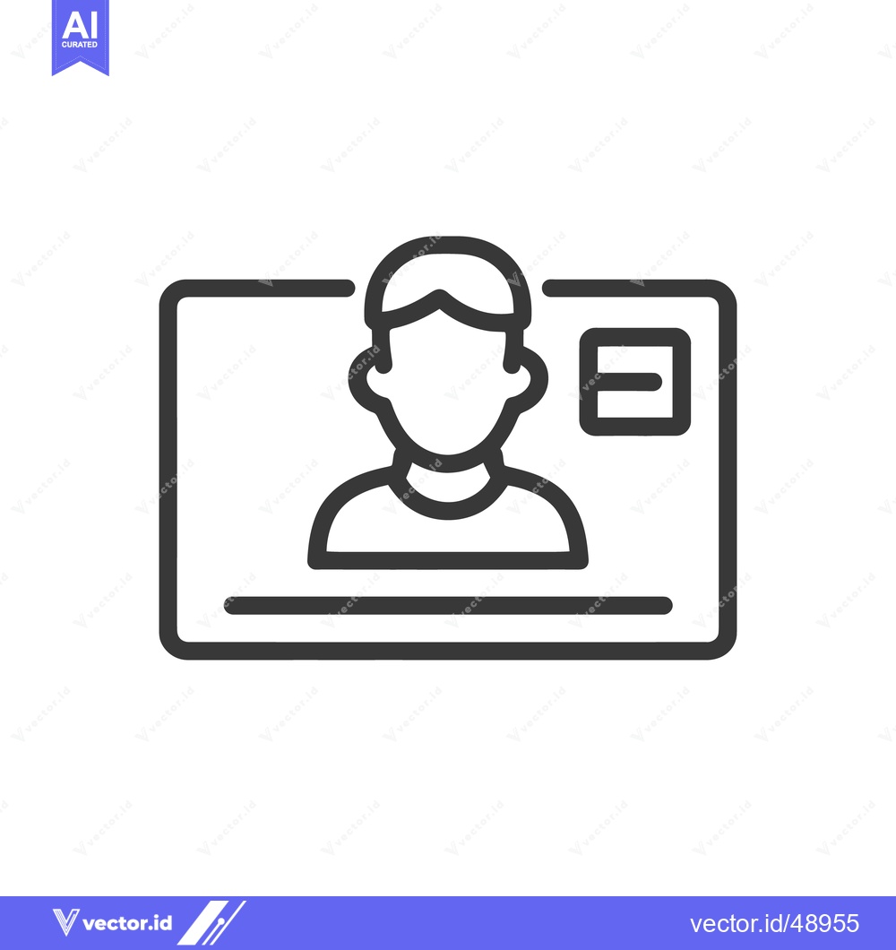 Premium Vector of Minimalist Identity Card Icon: Person, Photo, and Identification Detai
