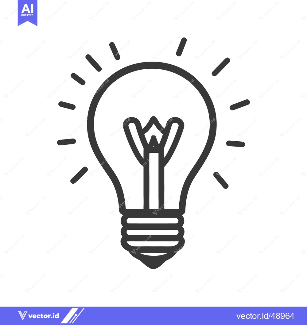 Premium Vector dari A simple black and white illustration of an electric light bulb