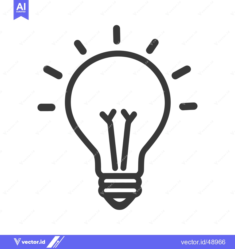 Premium Vector dari A simple black outline of an illuminated light bulb graphic