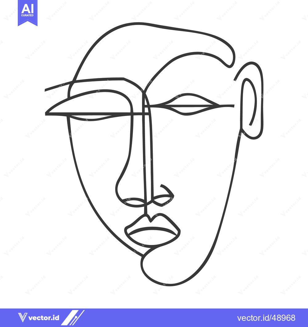 Premium Vector dari A single line drawing depicts the stylized face of a human