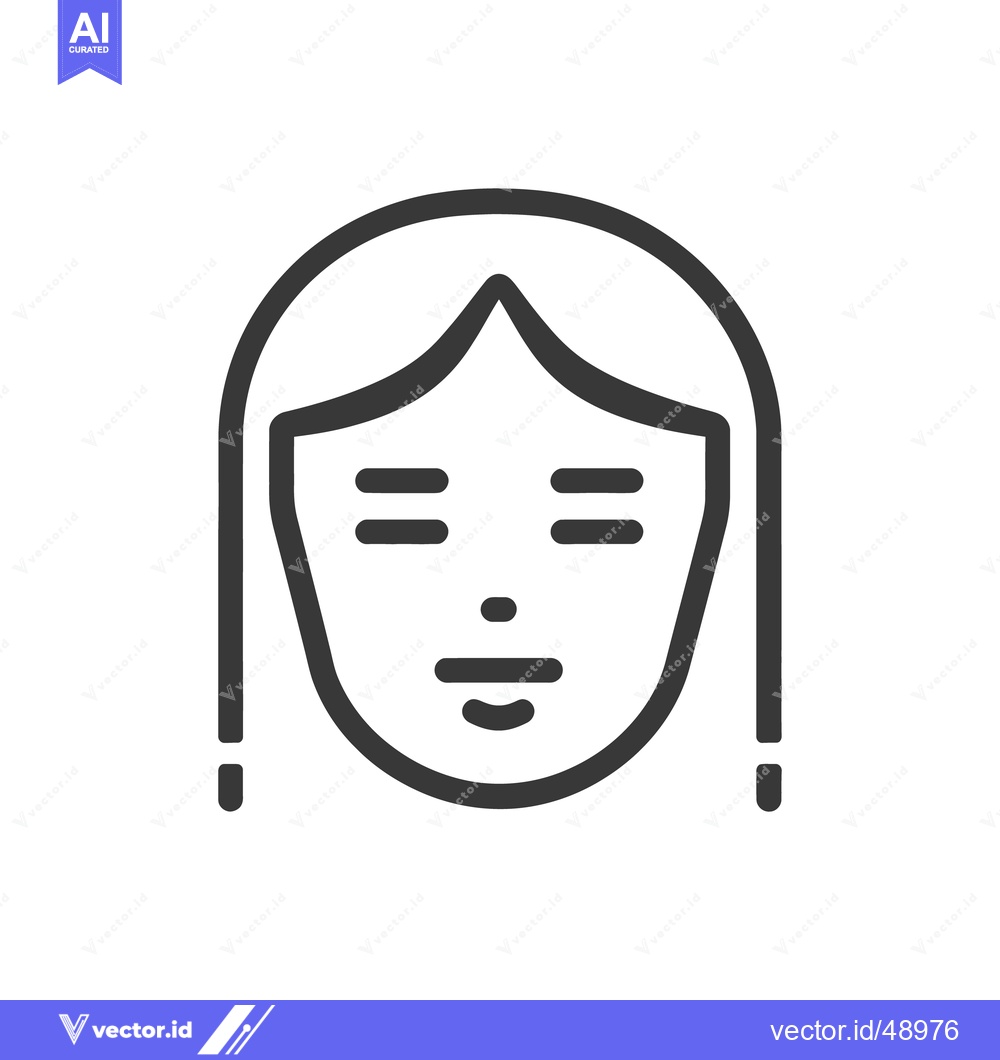 Premium Vector dari Simple outline drawing depicting the front view of a womans face