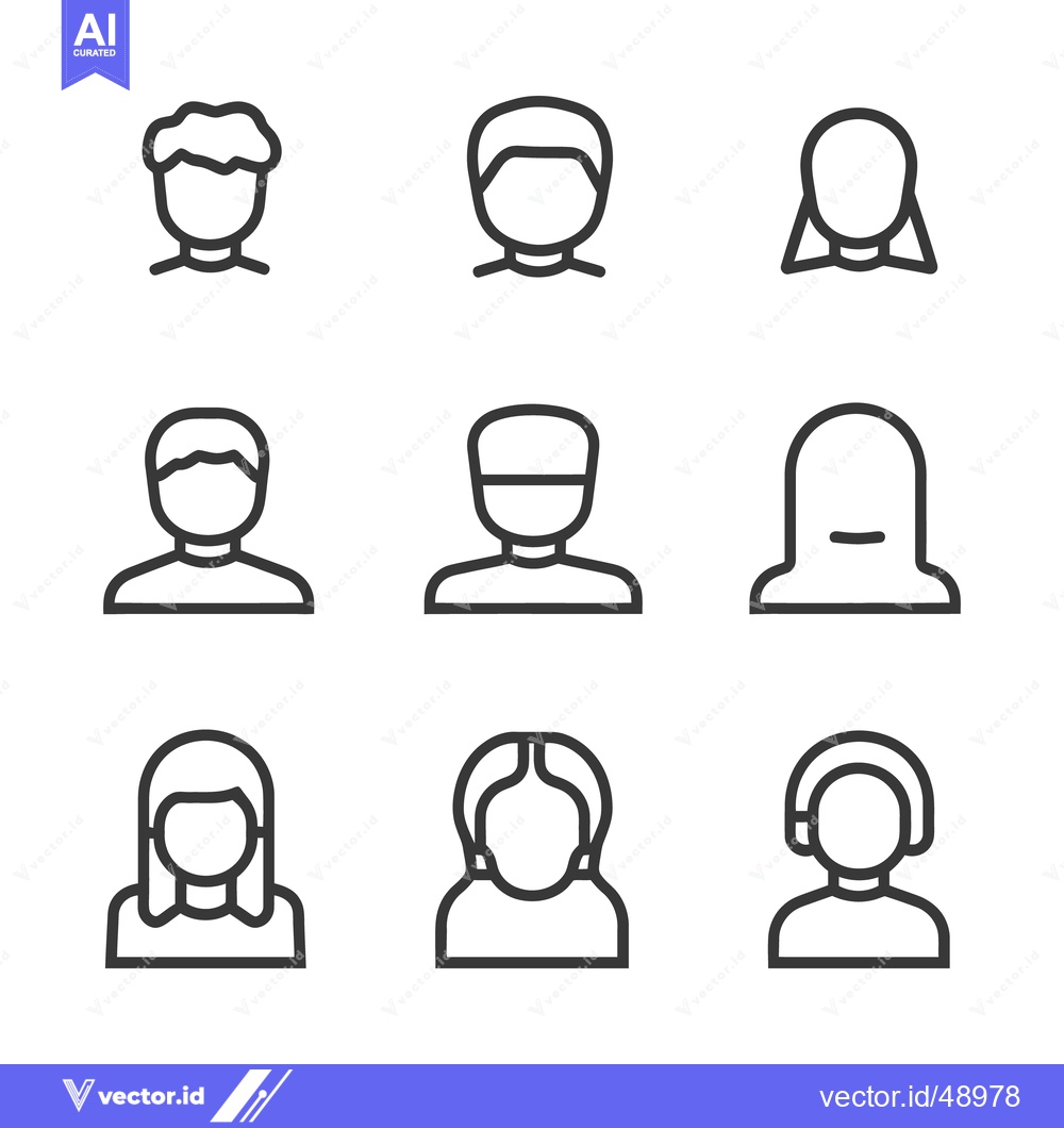 Premium Vector dari Nine simple vector icons depicting different human head shapes