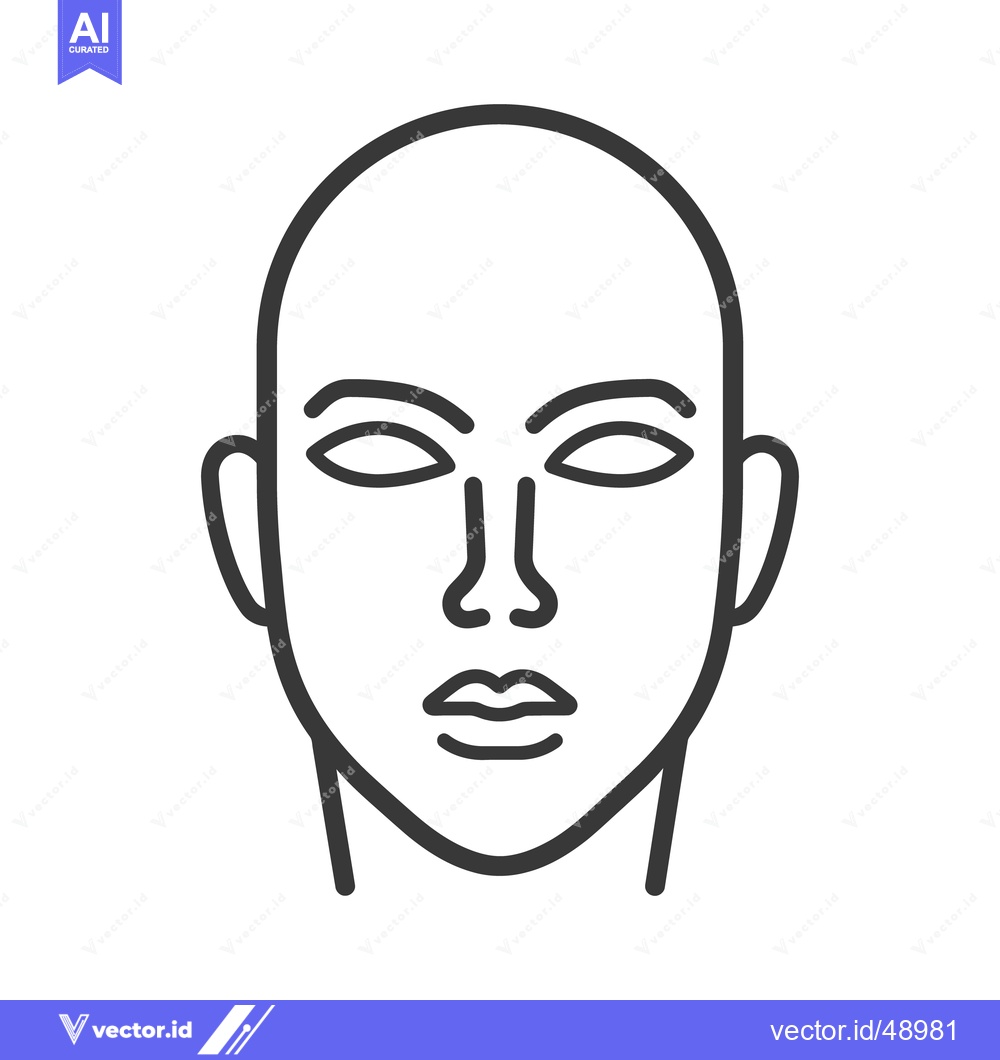 Premium Vector dari A simple outline drawing showing a symmetrical human face