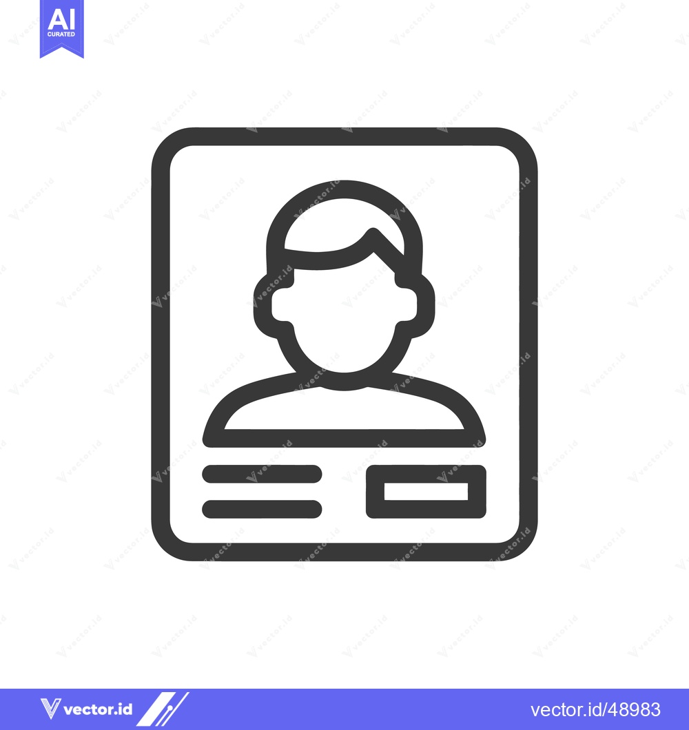 Premium Vector dari Minimalist ID Card Icon: Rounded Rectangle with Person Silhouette and