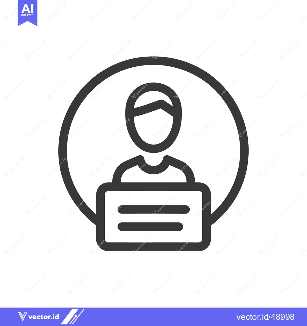 Premium Vector dari Minimalist User Icon: Profile Avatar with Nameplate in Circle Frame