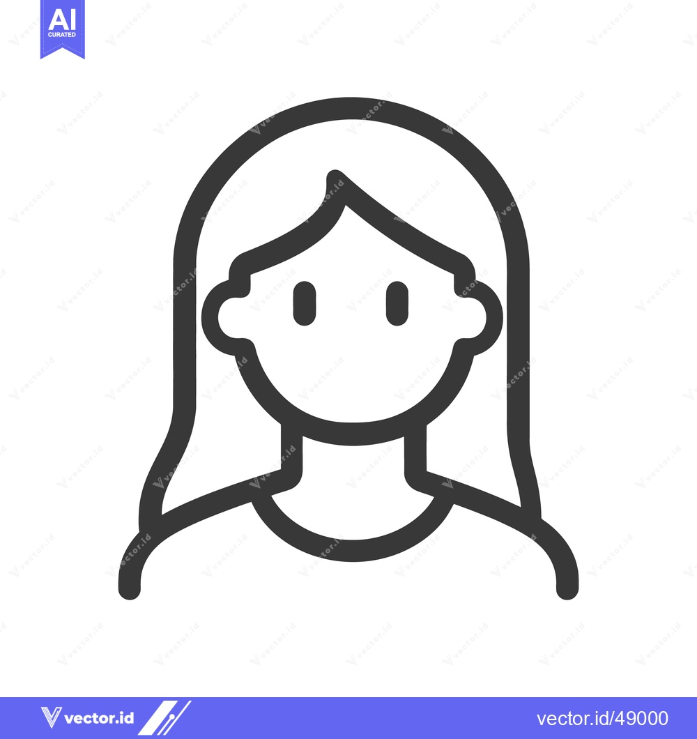 Premium Vector of Simple Line Drawing Depicting a Woman with Long Hair