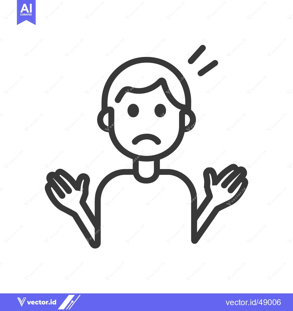 Premium Vector dari A simple line drawing of a person showing confusion and concern