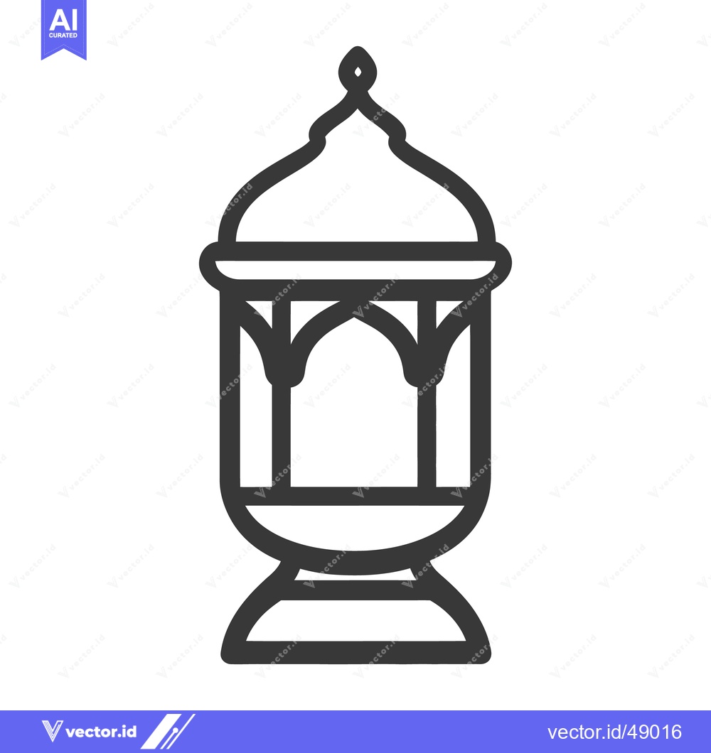 Premium Vector of A decorative black line illustration of an ornamental lantern