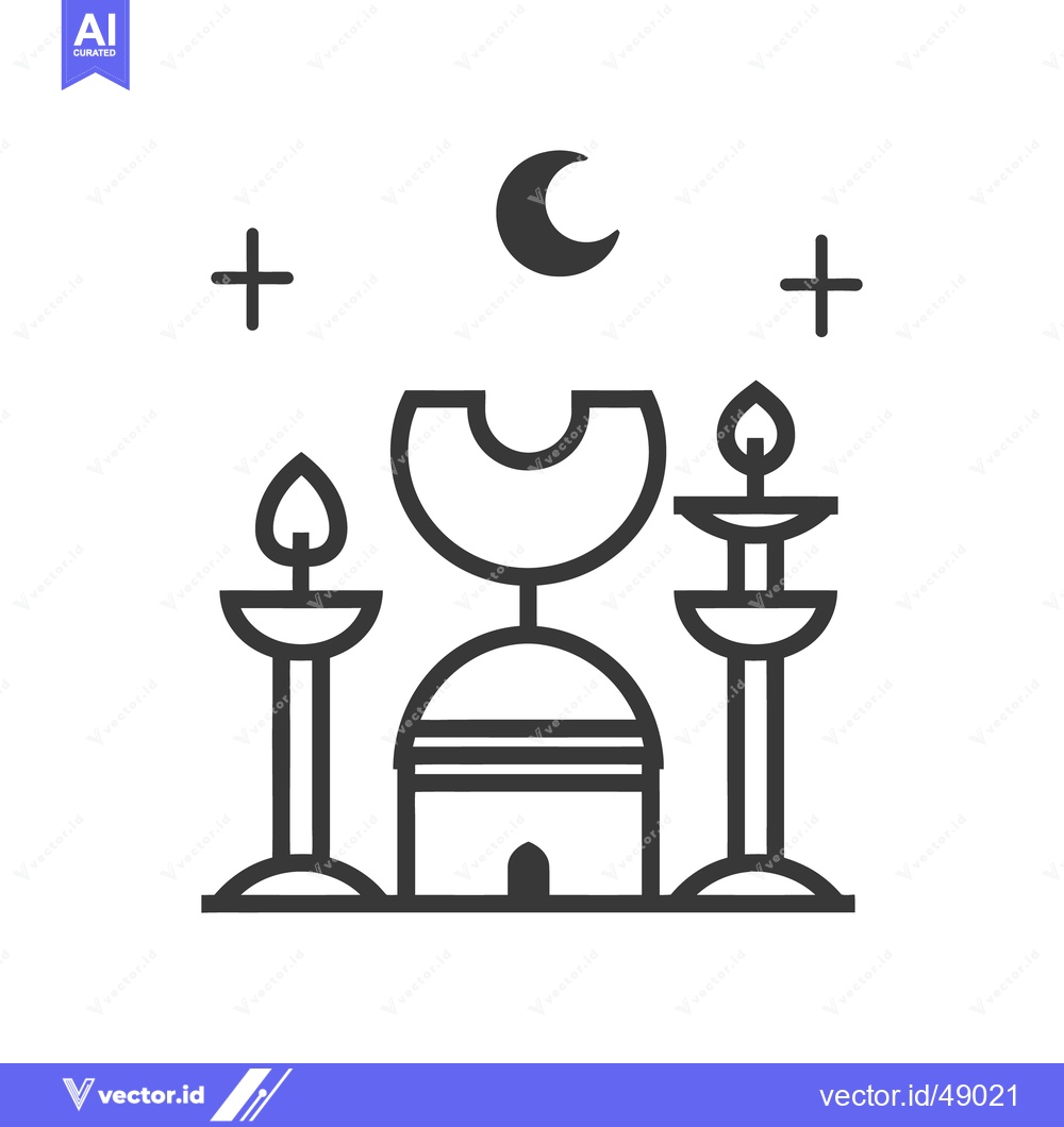 Premium Vector of A religious icon depicting a structure and ceremonial elements at nigh