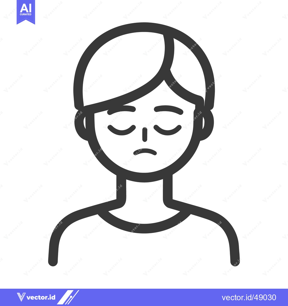 Premium Vector dari A simple black and white illustration of a person looking sad