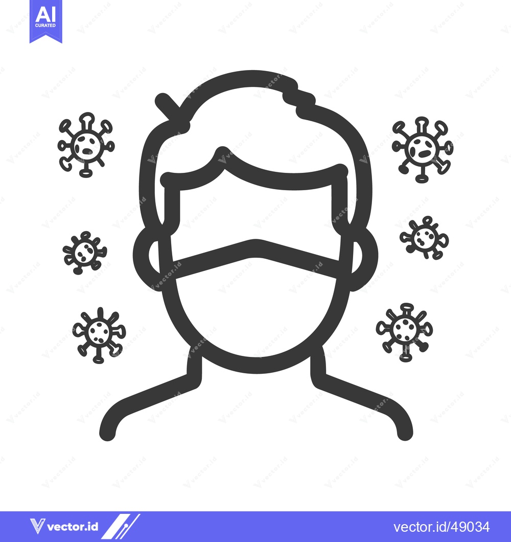 Premium Vector of A person wearing a face mask surrounded by germs
