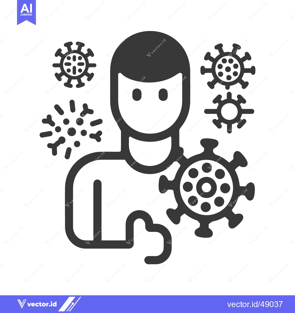 Premium Vector dari A person surrounded by harmful microscopic viral pathogens is shown