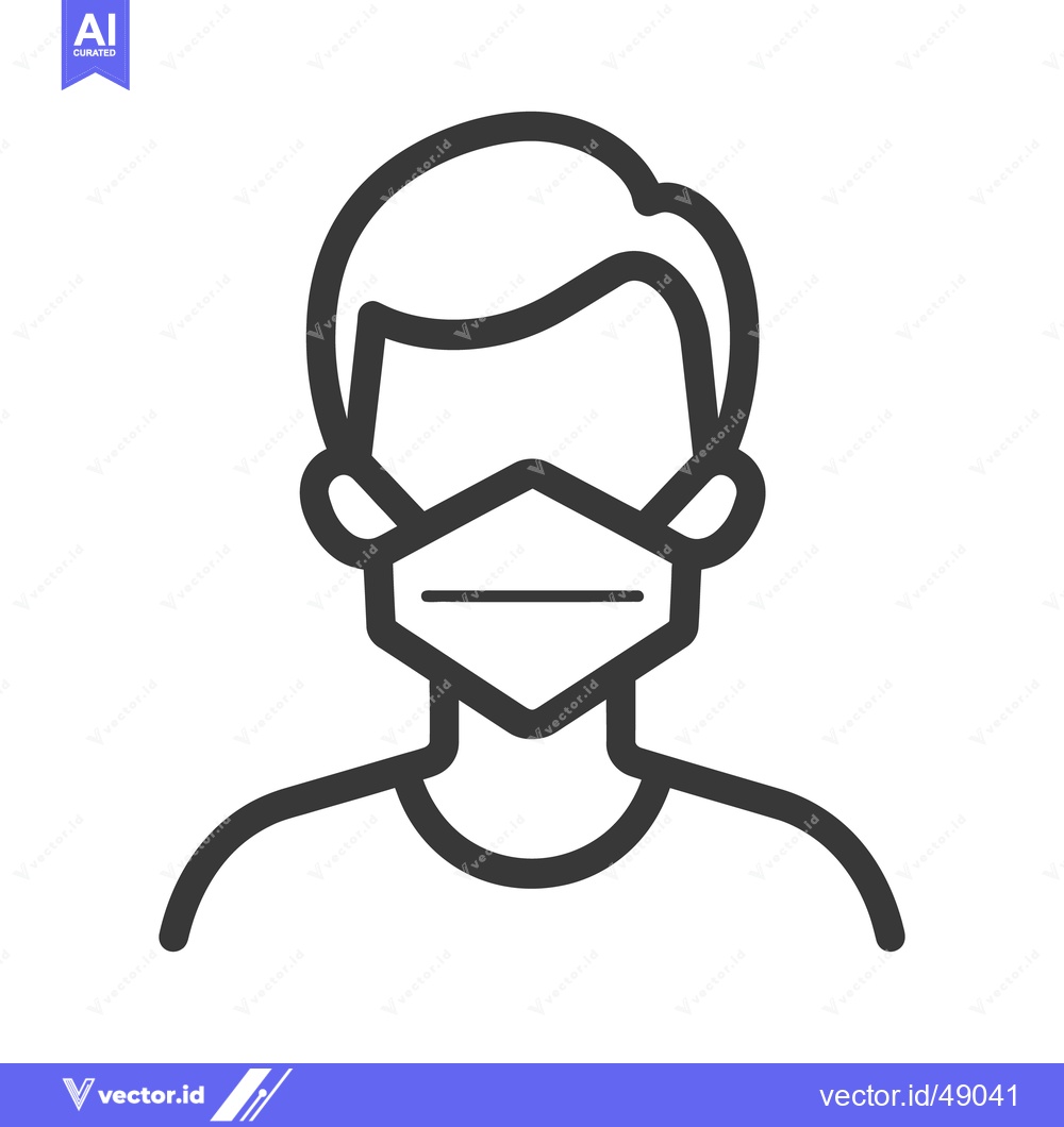 Premium Vector dari A simple black and white line drawing of a person wearing a mask
