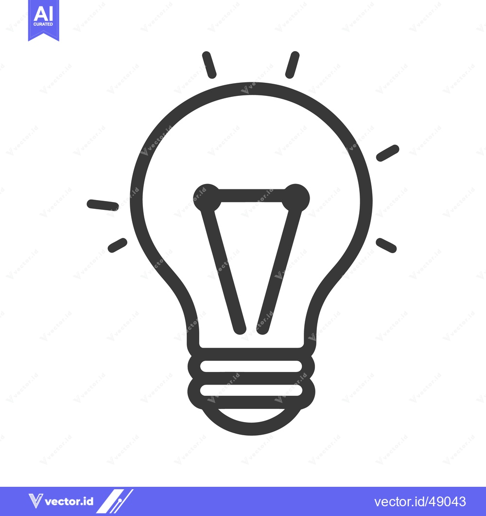 Premium Vector dari A black and white graphic illustration of a lightbulb with glowing lin