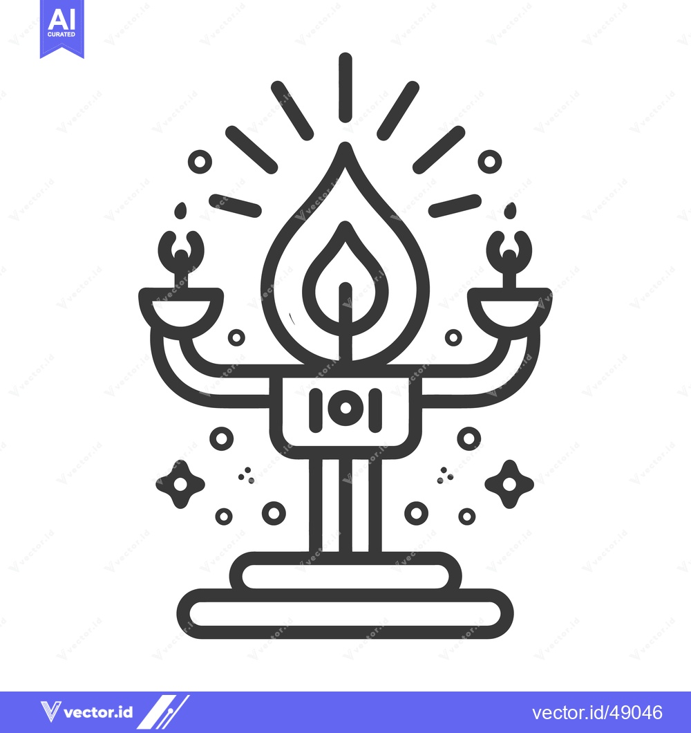 Premium Vector of A stylized black and white image of a lit candelabra