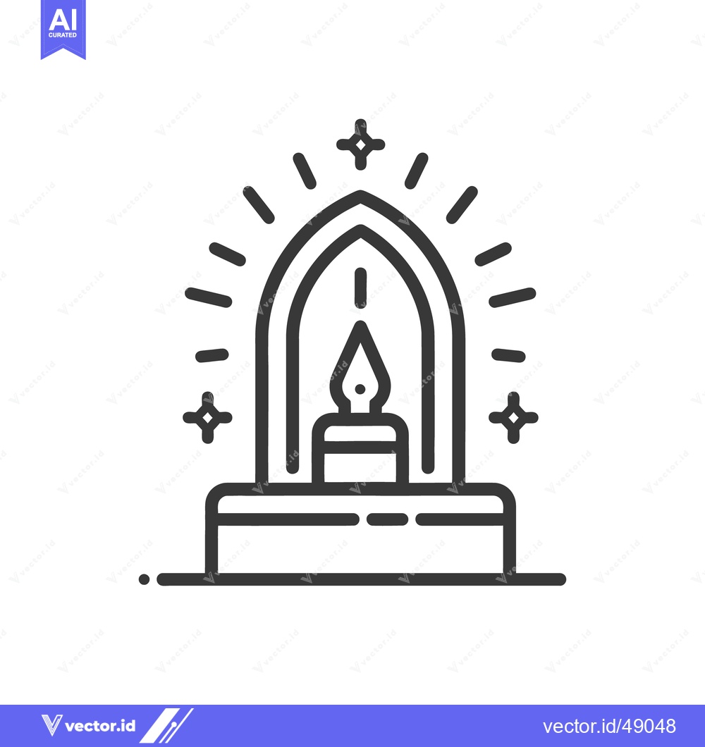 Premium Vector of An Illuminated Candle Inside An Arched Decorative Structure