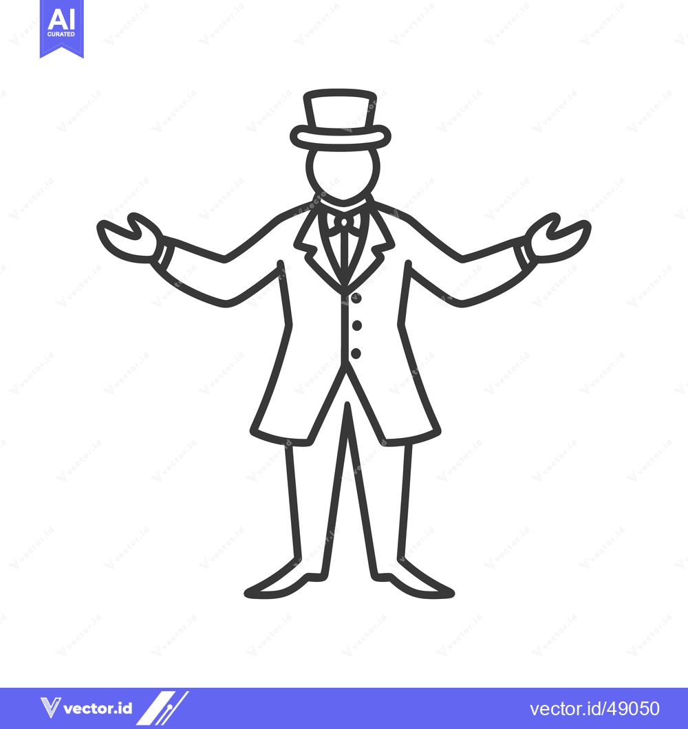 Premium Vector dari A drawing of a person wearing a hat and suit gesturing
