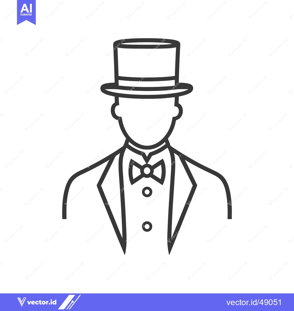 Premium Vector dari A formal person wearing a tuxedo and a tall hat is depicted