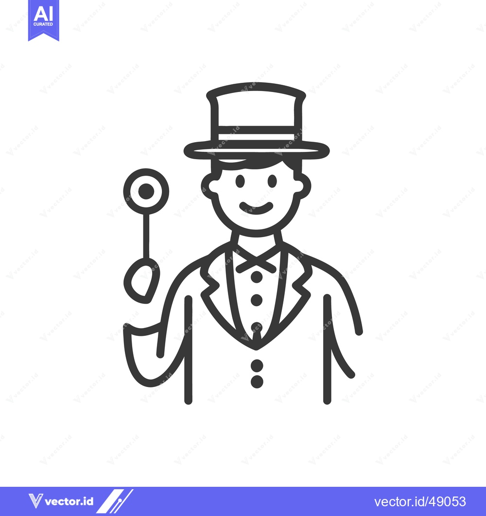 Premium Vector dari A smiling magician wearing a hat and holding a wand
